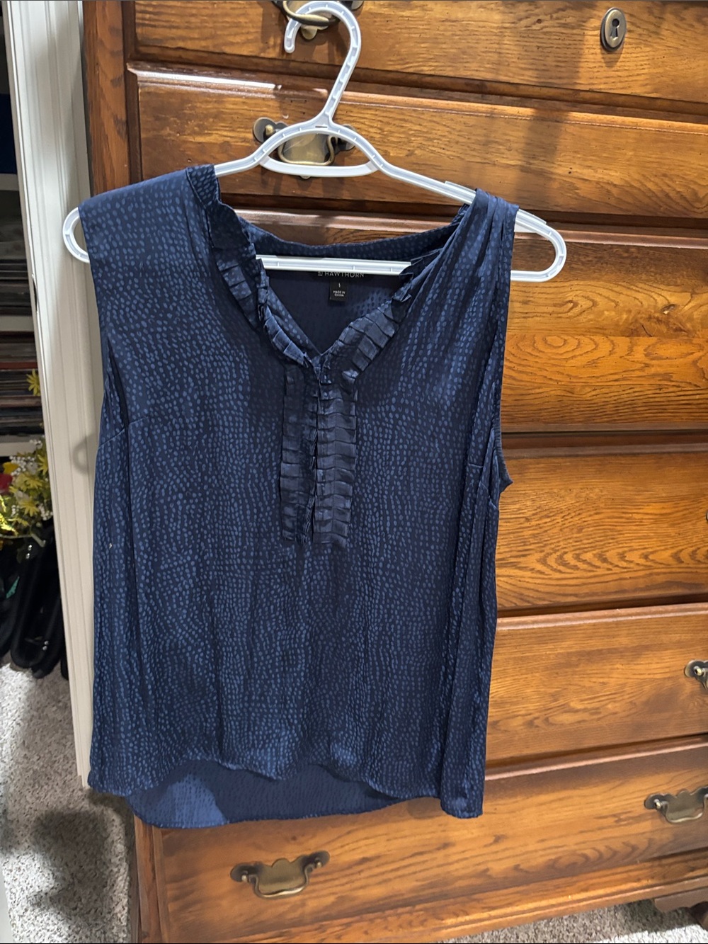 41 Hawthorn Navy Sleeveless Ruffle V-Neck Camisole